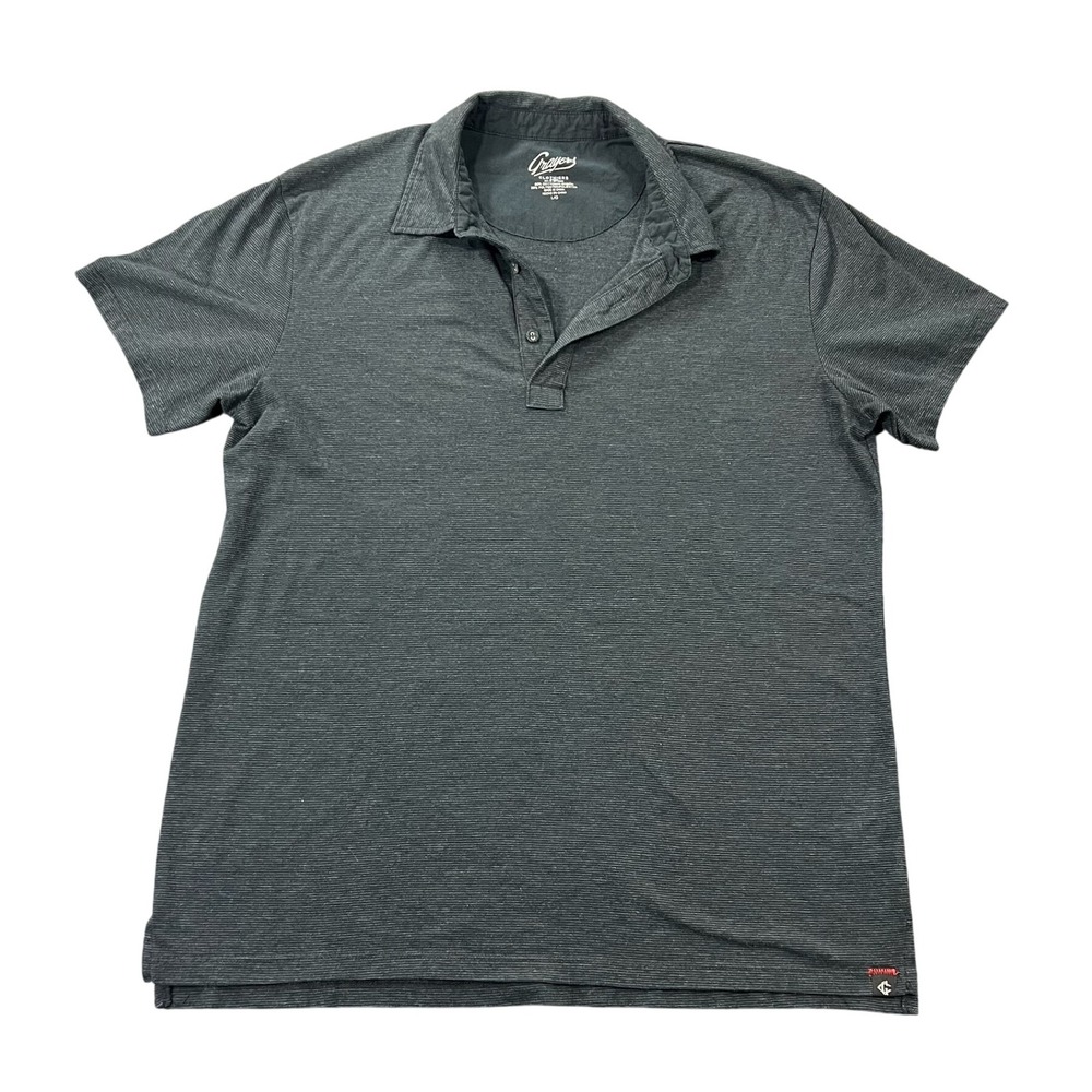 Grayers Polo Shirt Men's Large Gray Striped Short Sleeve Casual Top